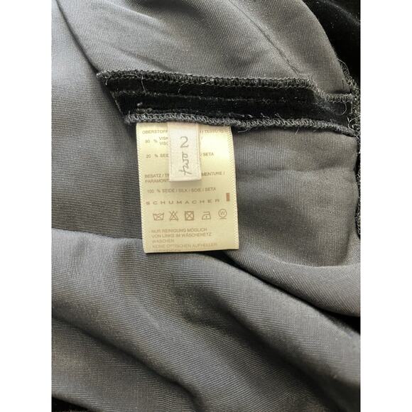 DOROTHEE SCHUMACHER Black Velvet Rhinestone Beaded Short Sleeve Crewneck Top M - Picture 3 of 4